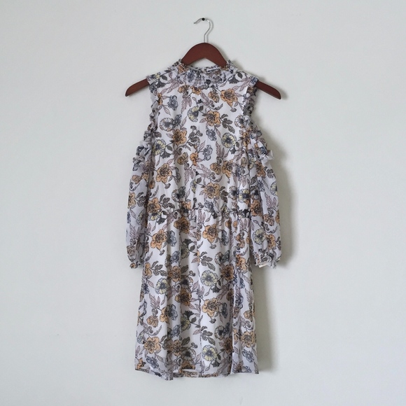 Floral Long Sleeve Cold-Shoulder Dress - Picture 1 of 8